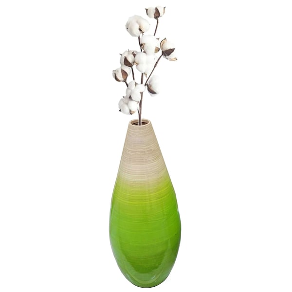 Contemporary Bamboo Floor Flower Vase Tear Drop Design for Dining, Living Room, Entryway Decoration